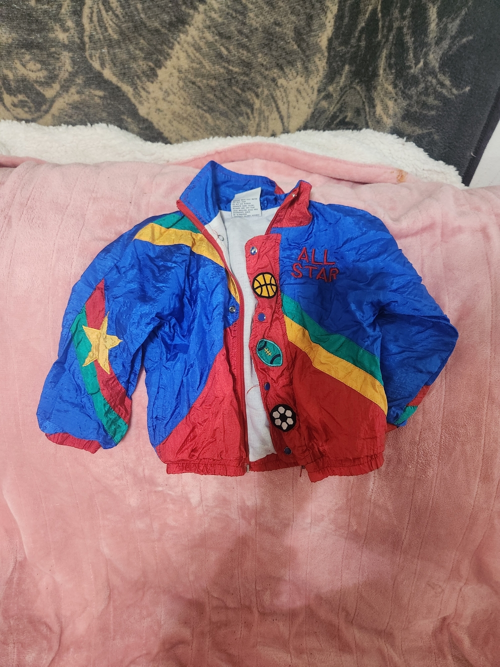 All Star Kids Colorblock Windbreaker Jacket - Blue & Red